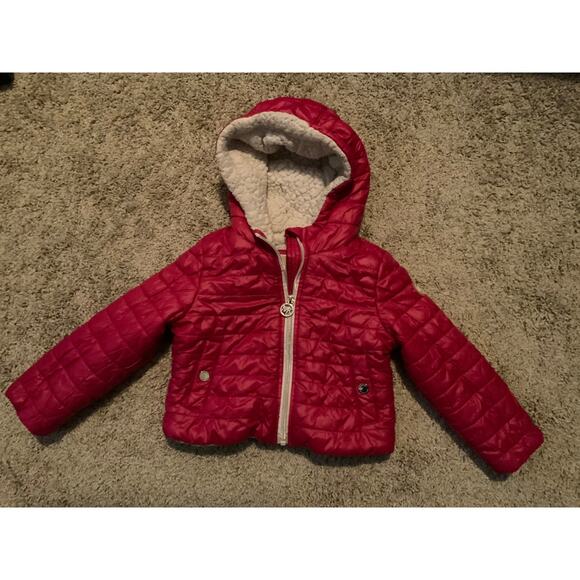 Michael Kors 2T Hot Pink Puffer Jacket - Fuzzy Lining - Picture 1 of 4